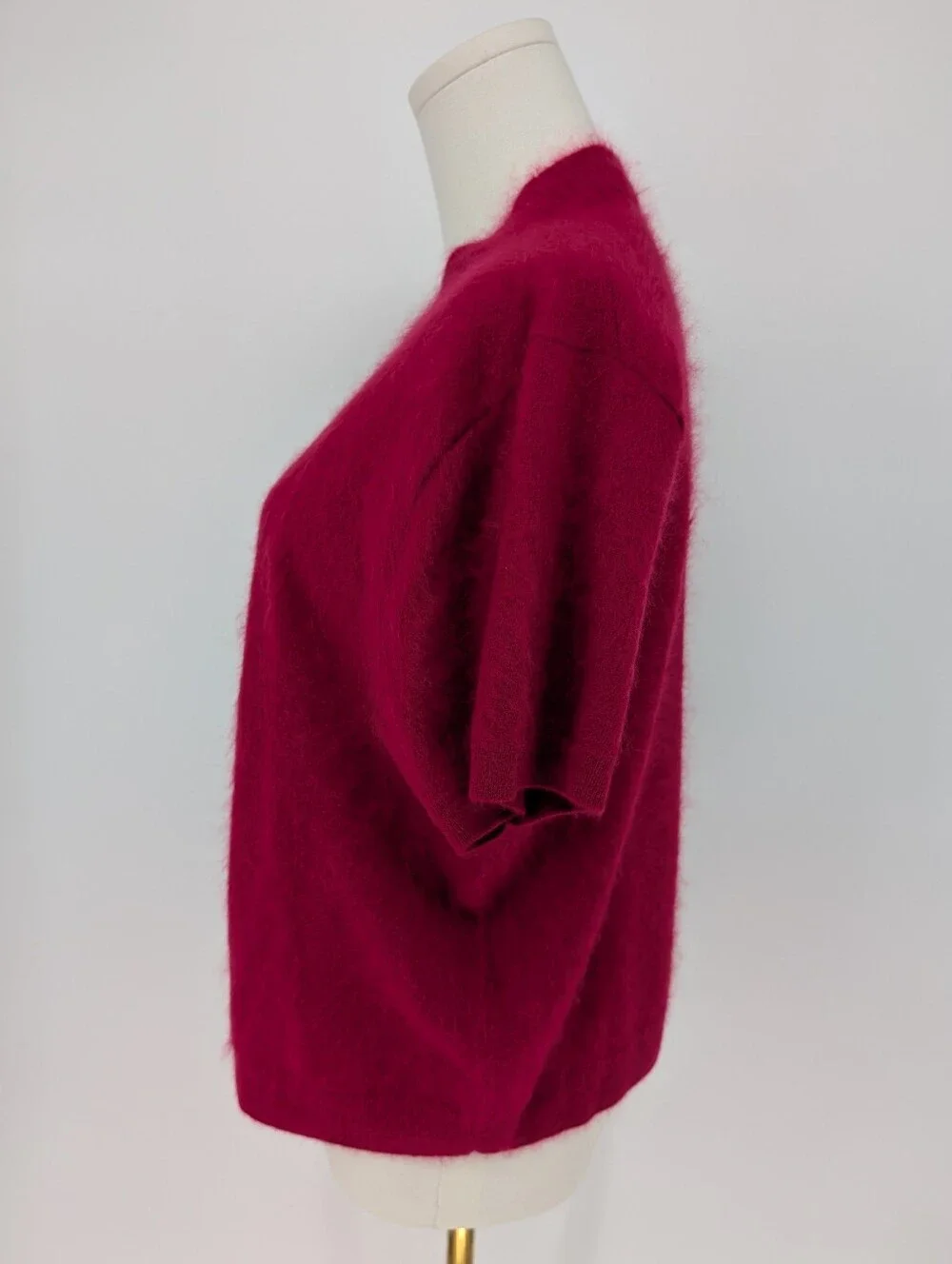 J.Crew Brushed Cashmere Short Sleeve V-Neck Cardigan | L | Crimson Rouge Pink